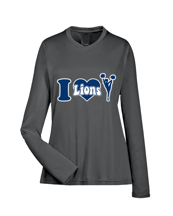 Bay Area Lions Cheer I Heart Cheer - Womens Performance Longsleeve