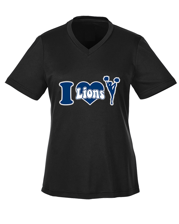 Bay Area Lions Cheer I Heart Cheer - Womens Performance Shirt