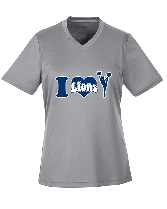 Bay Area Lions Cheer I Heart Cheer - Womens Performance Shirt