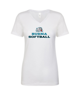 Buena HS Softball Bulldog Logo - Womens V-Neck