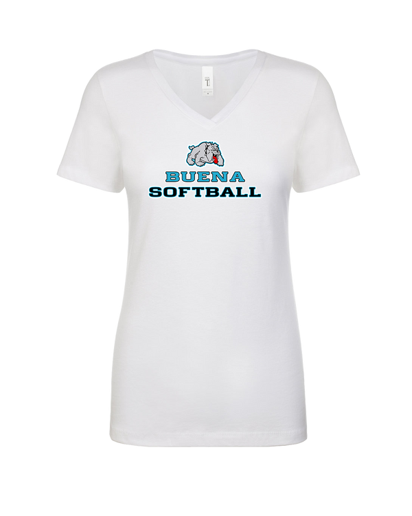 Buena HS Softball Bulldog Logo - Womens V-Neck