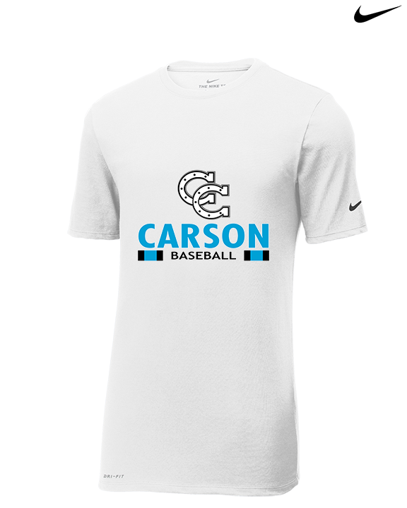 Carson HS Baseball Stacked - Mens Nike Cotton Poly Tee