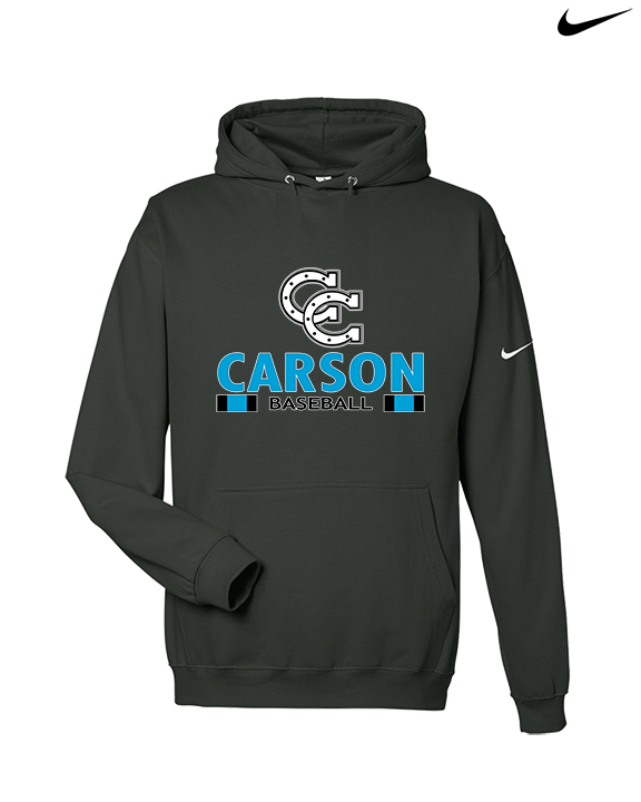 Carson HS Baseball Stacked - Nike Club Fleece Hoodie