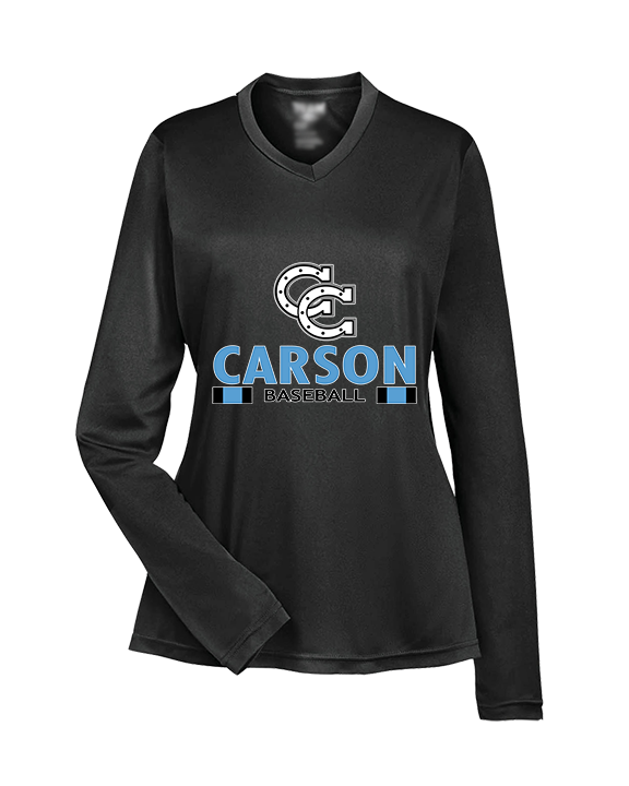 Carson HS Baseball Stacked - Womens Performance Longsleeve