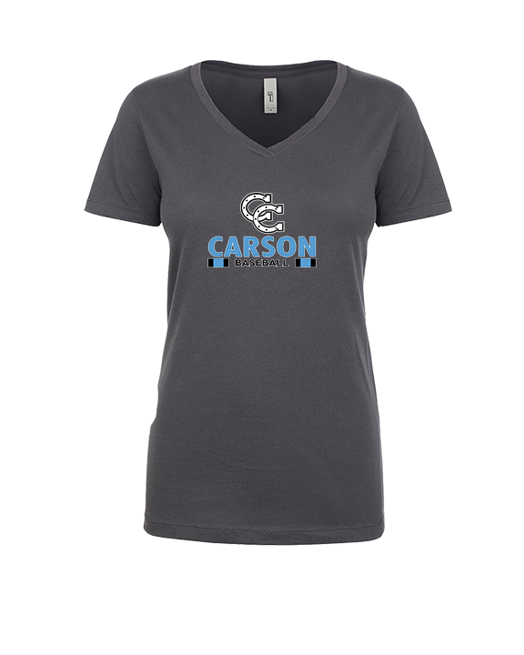 Carson HS Baseball Stacked - Womens Vneck