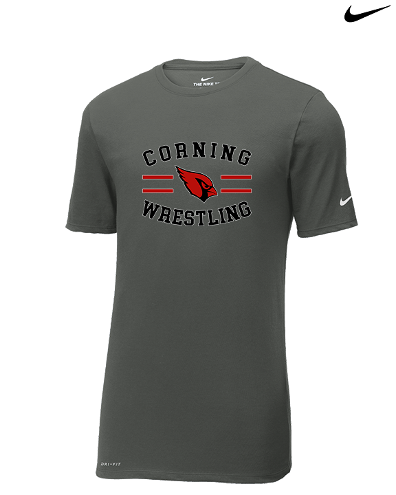 Corning Union HS Wrestling Curve - Mens Nike Cotton Poly Tee