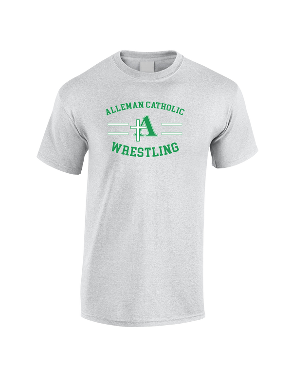 Alleman Catholic HS Wrestling Curve - Cotton T-Shirt