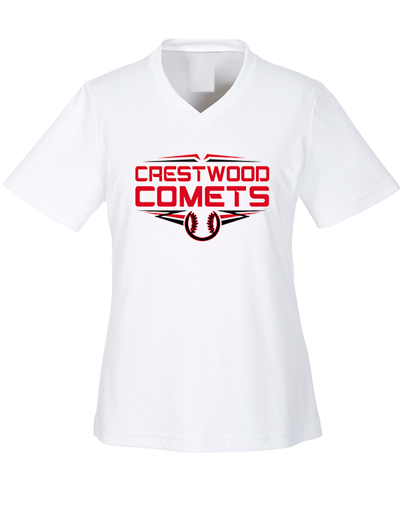Crestwood HS Baseball Logo White Outline - Womens Performance Shirt