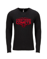 Crestwood HS Baseball Logo Red Outline - Tri-Blend Long Sleeve