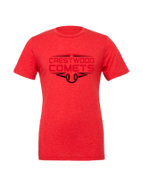 Crestwood HS Baseball Logo Red Outline - Tri-Blend Shirt