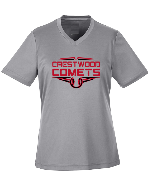 Crestwood HS Baseball Logo Red Outline - Womens Performance Shirt