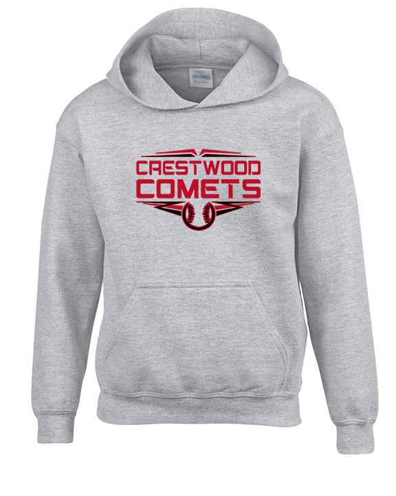 Crestwood HS Baseball Logo Red Outline - Youth Hoodie