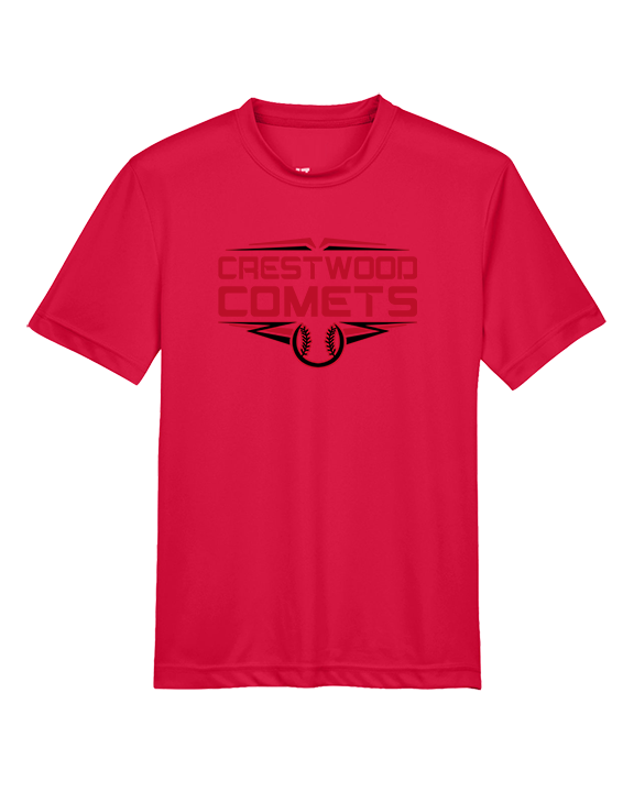 Crestwood HS Baseball Logo Red Outline - Youth Performance Shirt