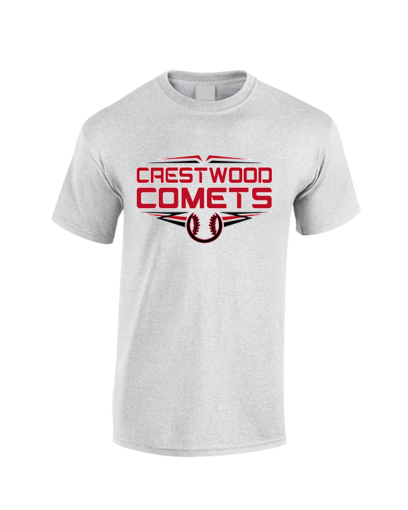 Crestwood HS Baseball Logo White Outline - Cotton T-Shirt