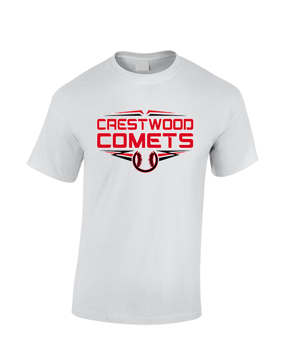Crestwood HS Baseball Logo White Outline - Cotton T-Shirt