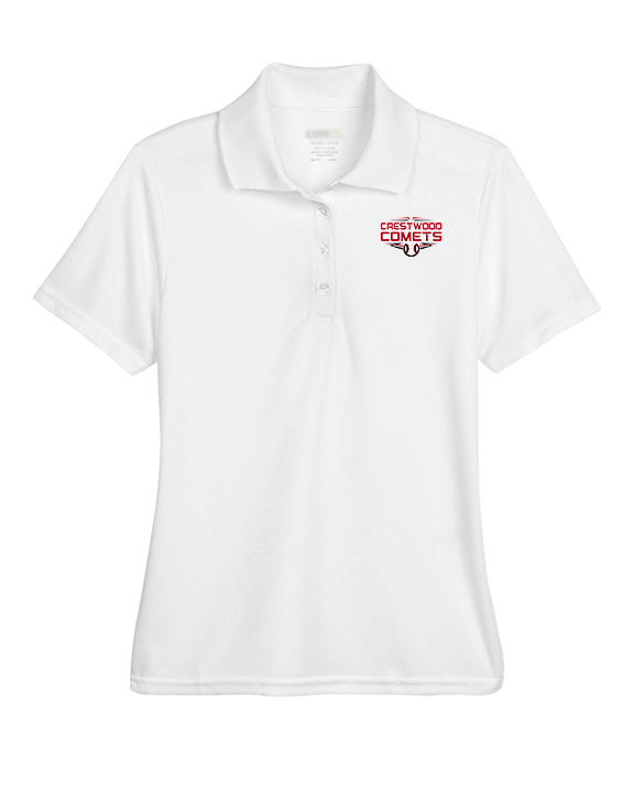 Crestwood HS Baseball Logo White Outline - Womens Polo
