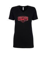 Crestwood HS Baseball Logo White Outline - Womens Vneck