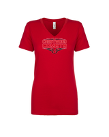 Crestwood HS Baseball Logo White Outline - Womens Vneck