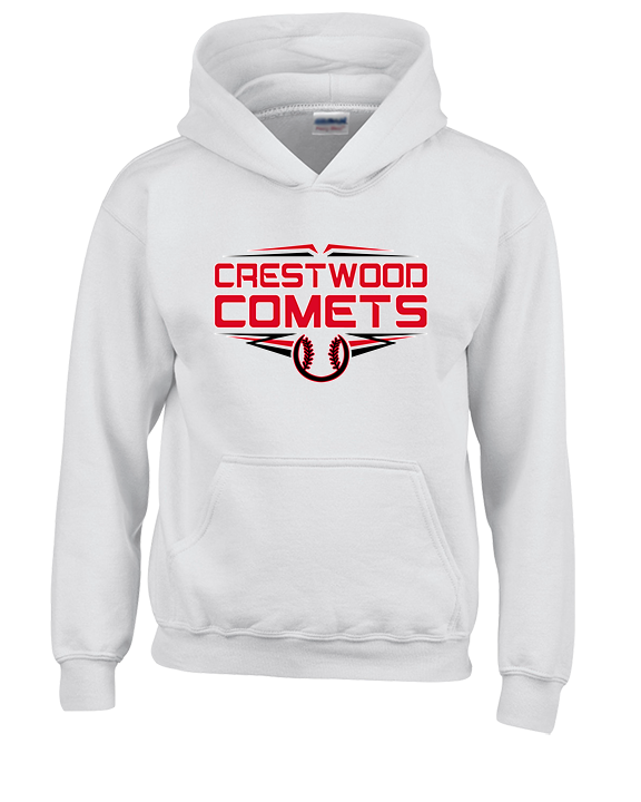 Crestwood HS Baseball Logo White Outline - Youth Hoodie