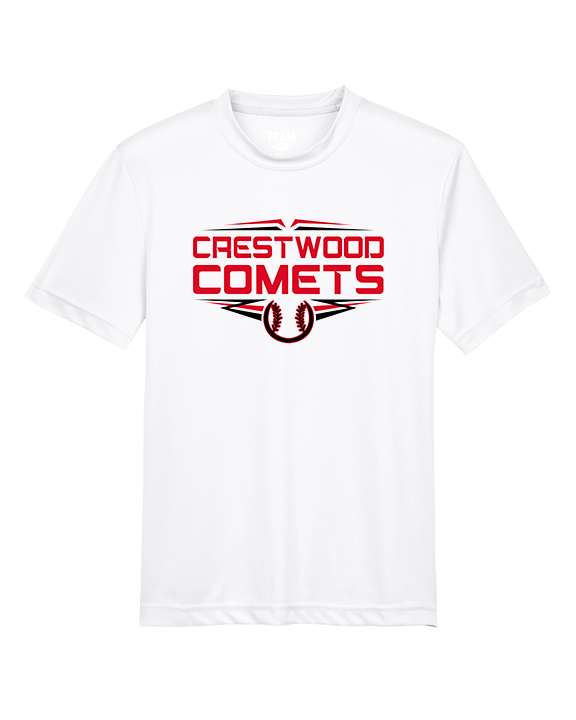 Crestwood HS Baseball Logo White Outline - Youth Performance Shirt