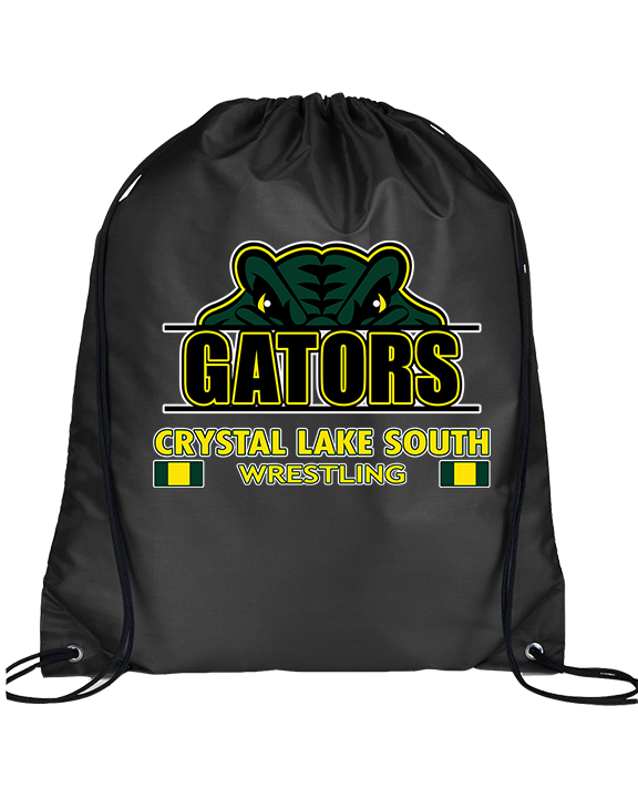 Crystal Lake South HS Wrestling Stacked - Drawstring Bag
