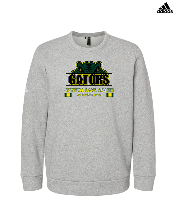 Crystal Lake South HS Wrestling Stacked - Mens Adidas Crewneck