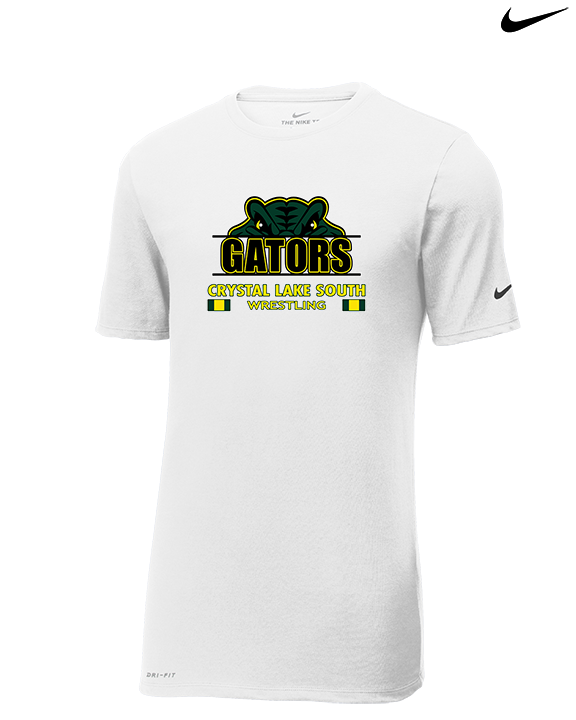 Crystal Lake South HS Wrestling Stacked - Mens Nike Cotton Poly Tee