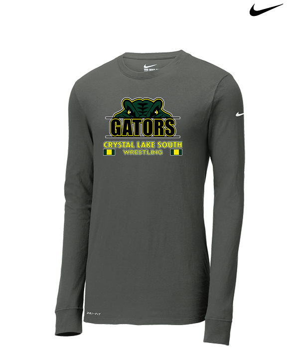 Crystal Lake South HS Wrestling Stacked - Mens Nike Longsleeve