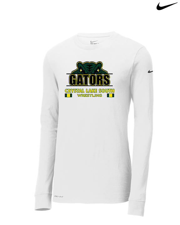Crystal Lake South HS Wrestling Stacked - Mens Nike Longsleeve