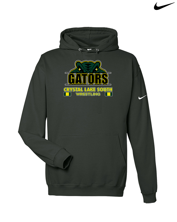 Crystal Lake South HS Wrestling Stacked - Nike Club Fleece Hoodie