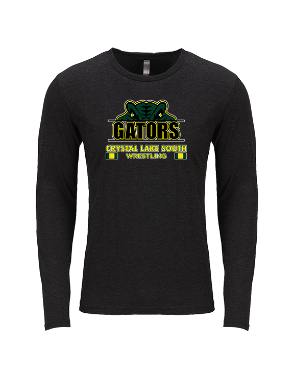 Crystal Lake South HS Wrestling Stacked - Tri-Blend Long Sleeve