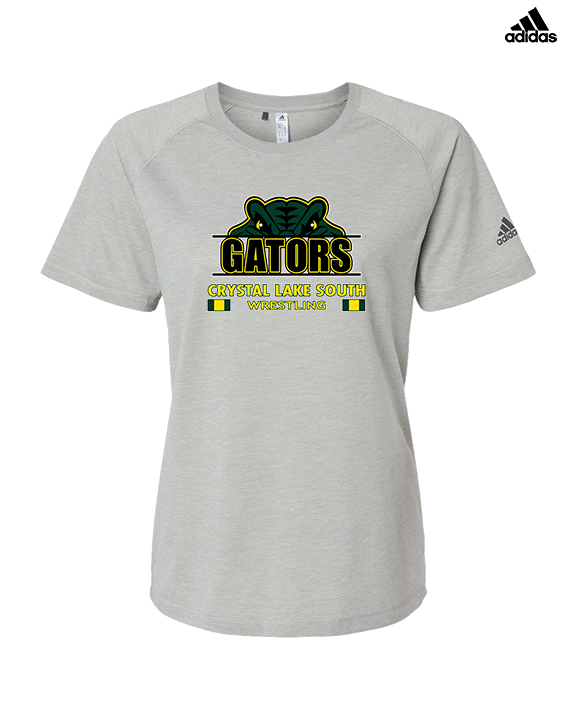 Crystal Lake South HS Wrestling Stacked - Womens Adidas Performance Shirt