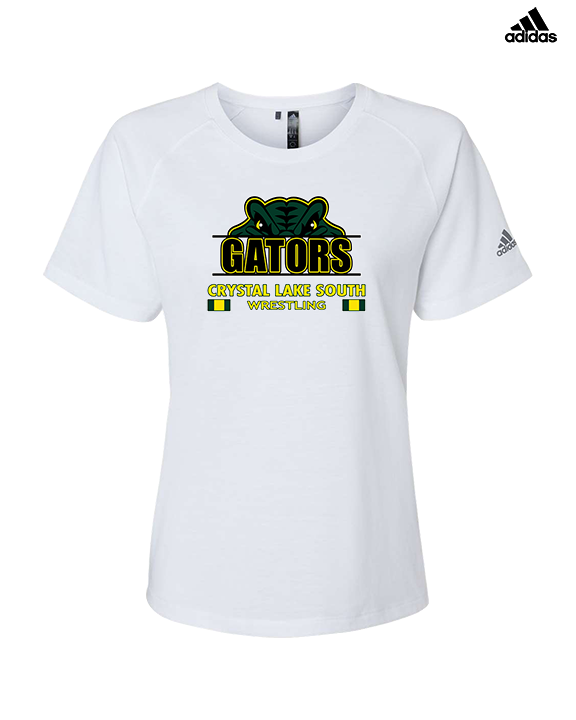 Crystal Lake South HS Wrestling Stacked - Womens Adidas Performance Shirt