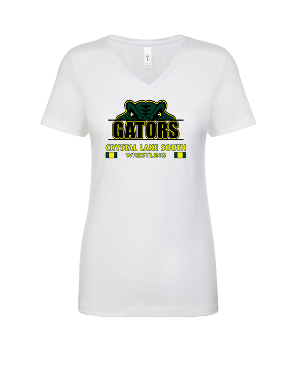 Crystal Lake South HS Wrestling Stacked - Womens Vneck
