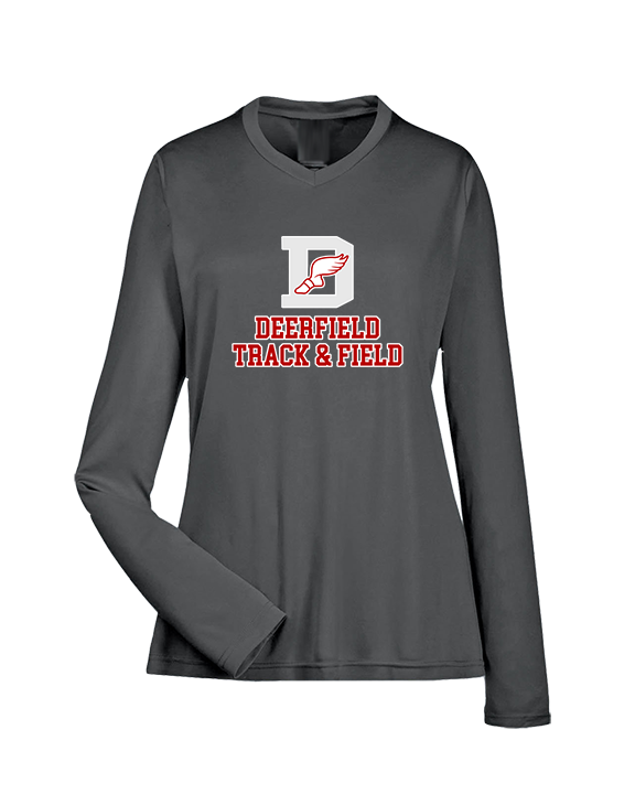 Deerfield HS Track and Field Logo Gray - Womens Performance Longsleeve