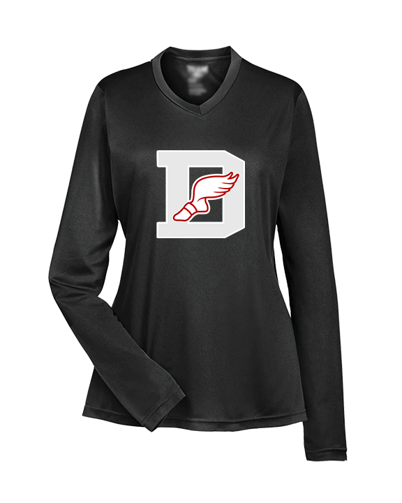 Deerfield HS Track and Field Logo Gray D - Womens Performance Longsleeve