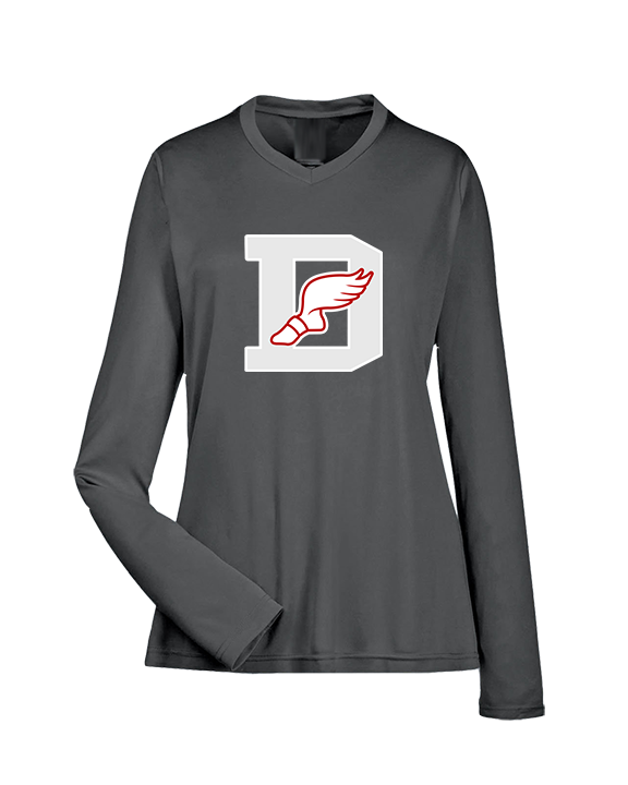 Deerfield HS Track and Field Logo Gray D - Womens Performance Longsleeve