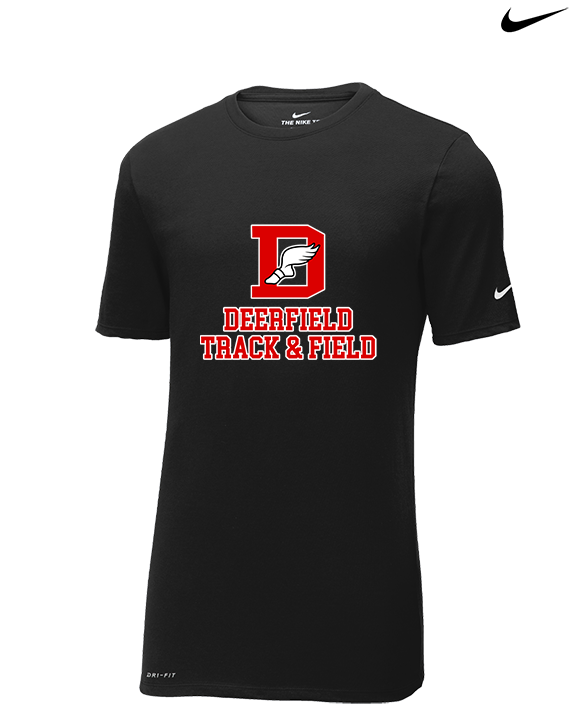 Deerfield HS Track and Field Logo Red - Mens Nike Cotton Poly Tee