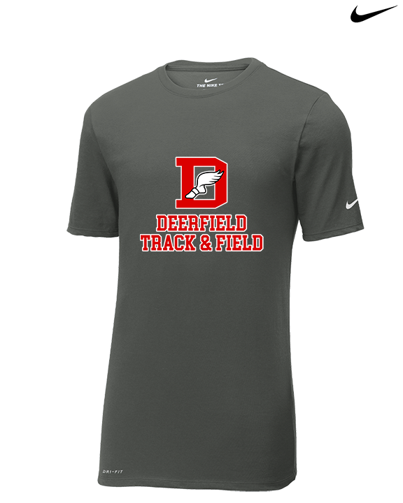 Deerfield HS Track and Field Logo Red - Mens Nike Cotton Poly Tee