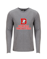 Deerfield HS Track and Field Logo Red - Tri-Blend Long Sleeve