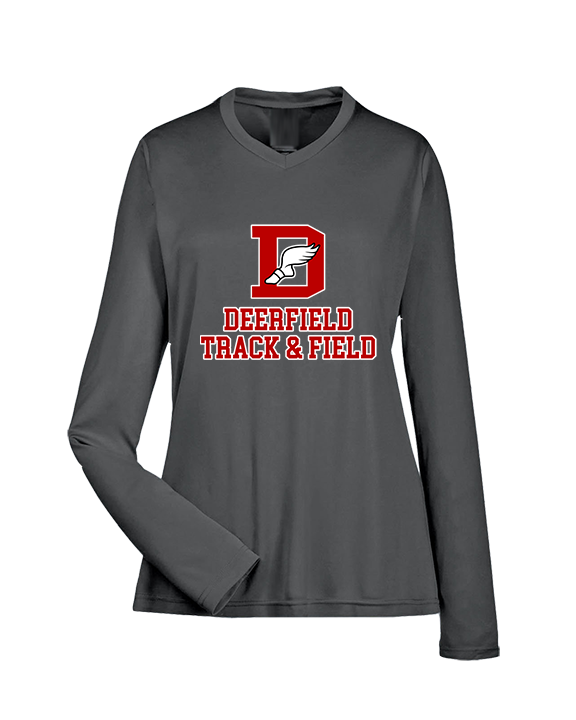 Deerfield HS Track and Field Logo Red - Womens Performance Longsleeve