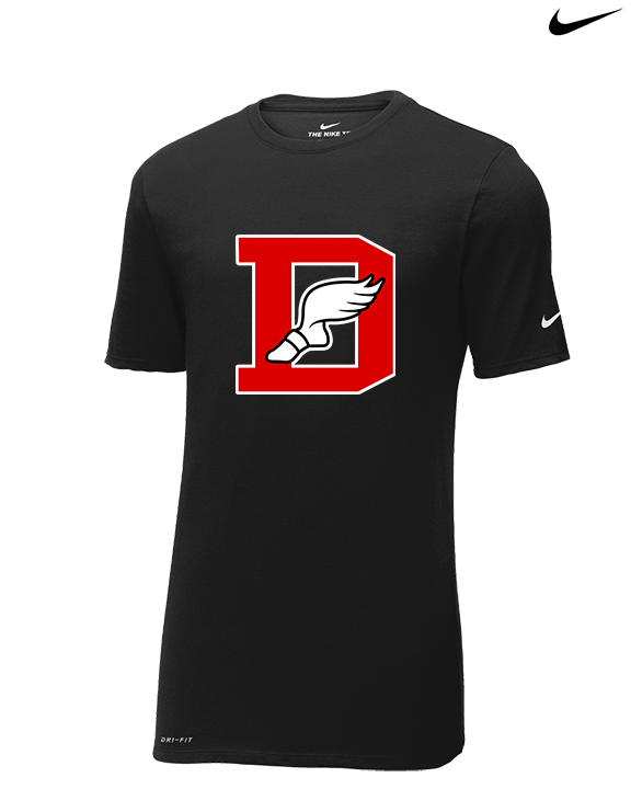 Deerfield HS Track and Field Logo Red D - Mens Nike Cotton Poly Tee