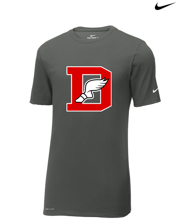 Deerfield HS Track and Field Logo Red D - Mens Nike Cotton Poly Tee