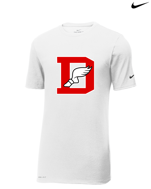 Deerfield HS Track and Field Logo Red D - Mens Nike Cotton Poly Tee