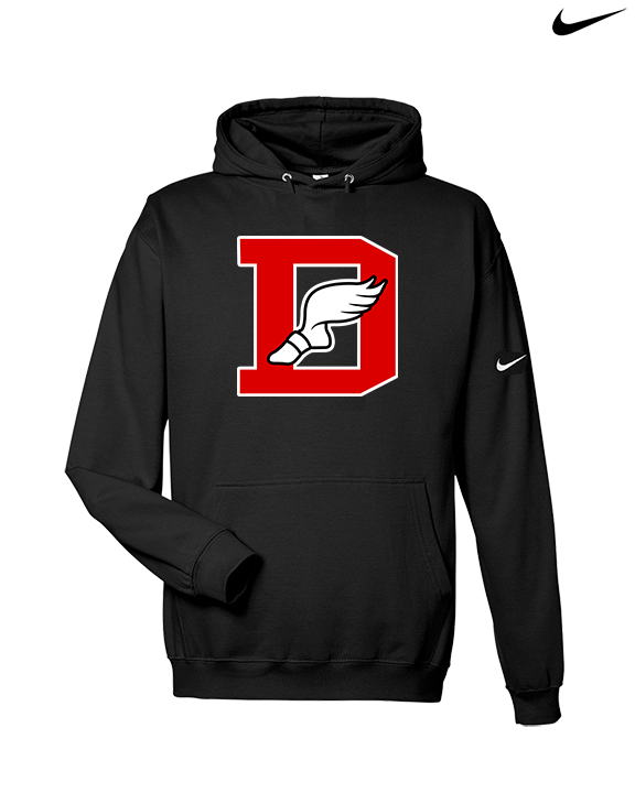 Deerfield HS Track and Field Logo Red D - Nike Club Fleece Hoodie