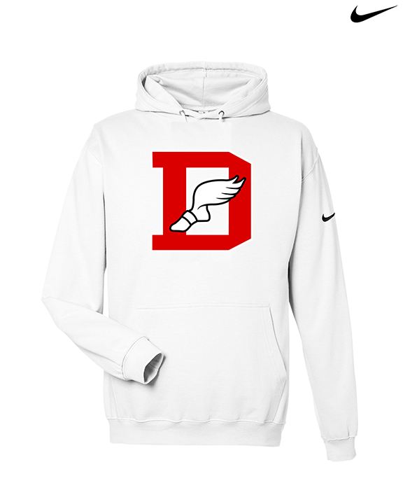 Deerfield HS Track and Field Logo Red D - Nike Club Fleece Hoodie