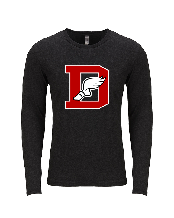 Deerfield HS Track and Field Logo Red D - Tri-Blend Long Sleeve