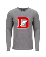 Deerfield HS Track and Field Logo Red D - Tri-Blend Long Sleeve