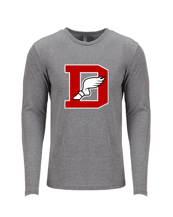 Deerfield HS Track and Field Logo Red D - Tri-Blend Long Sleeve
