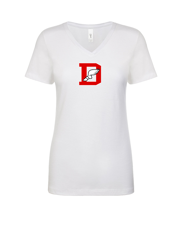 Deerfield HS Track and Field Logo Red D - Womens Vneck